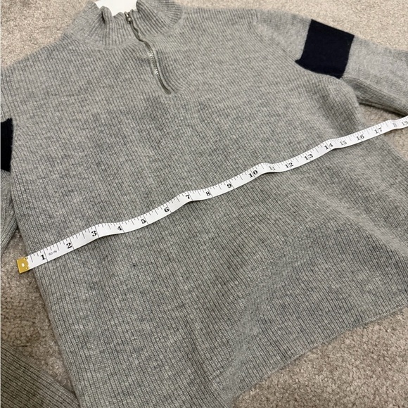 Brandy Melville Grey Quarter Zip Sweater with Navy Stripes - Picture 3 of 6
